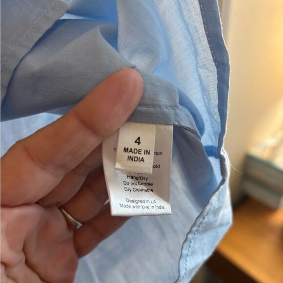 St Roche Virginia Sky Blue Women's Poplin Blouse with Eyelet Collar - Picture 9 of 12